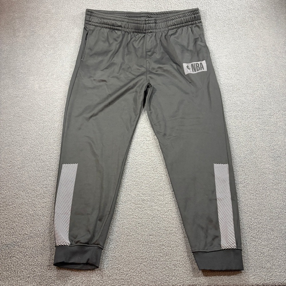 NBA Joggers Mens 3XL Black Fleece Sweatpants Graphic Striped Elastic Waist 8187